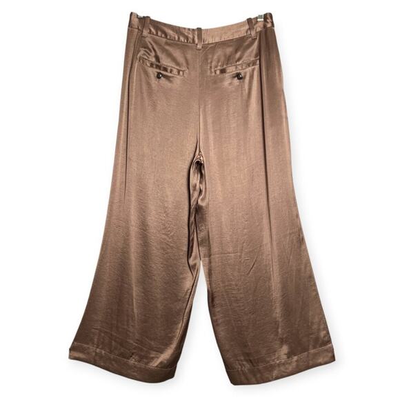 Madewell The Harlow High Rise Wide-Leg Pant in Satin Size 12P Petite Ice Mocha - Picture 5 of 15